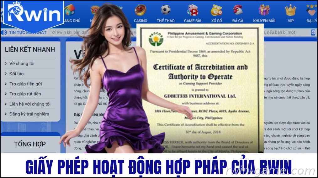 Giấy phép hoạt động hợp pháp của RWIN