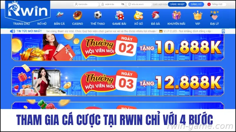 Tham gia cá cược tại RWIN chỉ với 4 bước