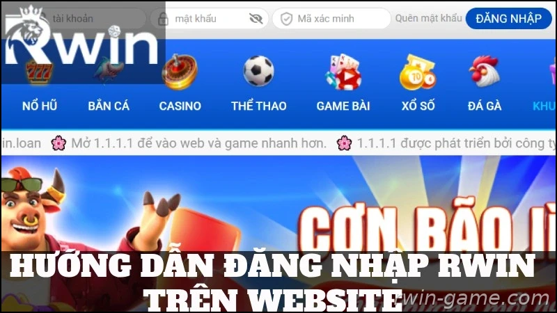 Cách đăng nhập Rwin trên website chính thức